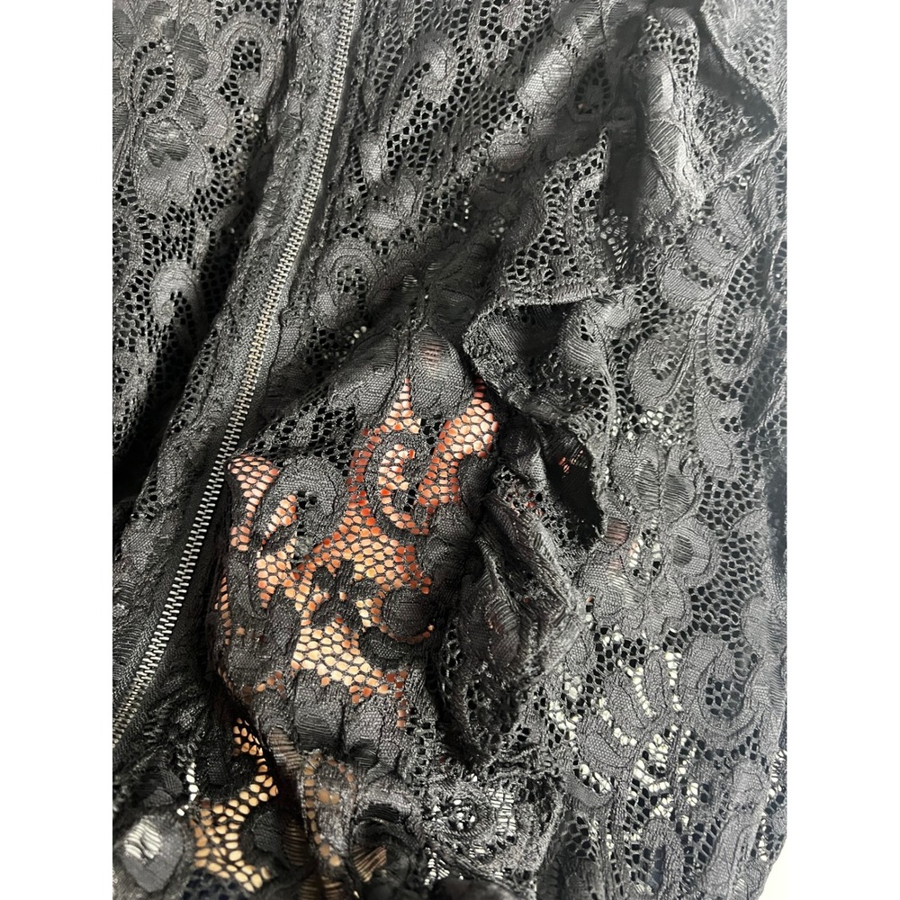Torrid Black Lace Ruffle Bomber Jacket Size 18/20 Full Zip Whimsygoth NEW‎ - Picture 4 of 9